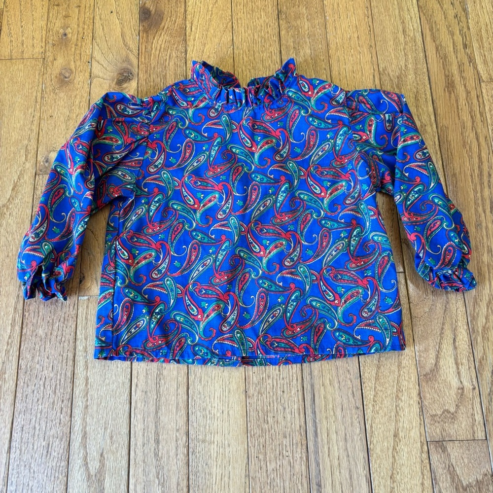 VINTAGE SAMARA BLUE PAISLEY GRAPHIC PRINT SHIRT SIZE 2T